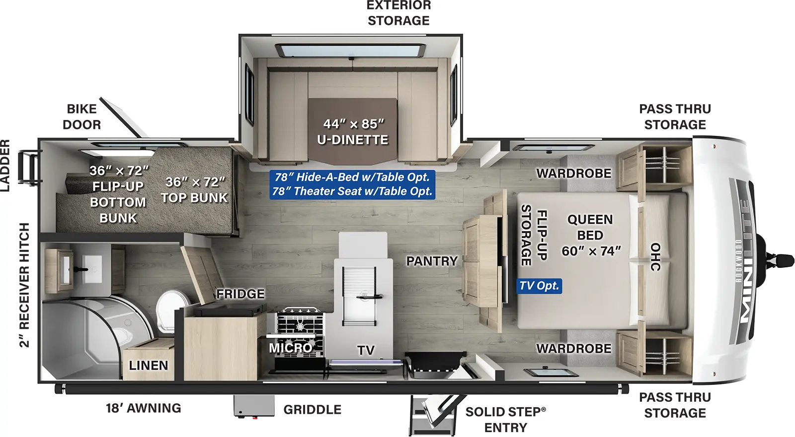 Rockwood Mini Lite 2520BH Floorplan